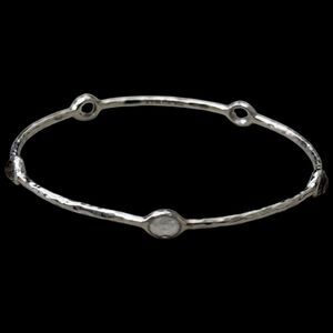 Ippolita Bangle Bracelet Sterling Clear Quartz Rock Candy 5 Station